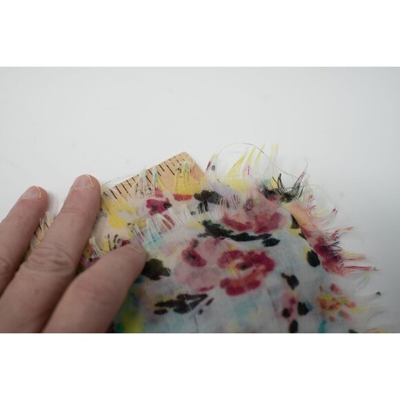 Lightweight raw hem floral abstract watercolor scarf - Picture 5 of 6